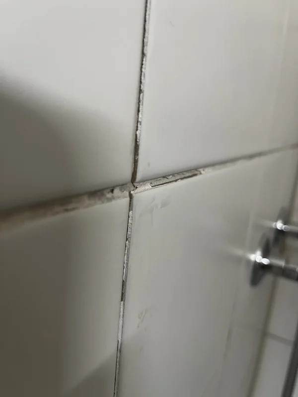Beschädigte oder rissige Zementfuge im Badezimmer in der Ostschweiz